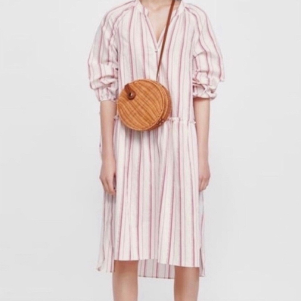 NWOT Zara Women’s Collection Red + White Striped Midi Dress
